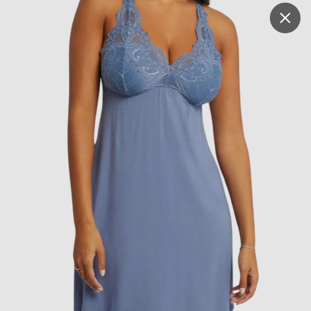 Elegant Blue Lace Nightgown